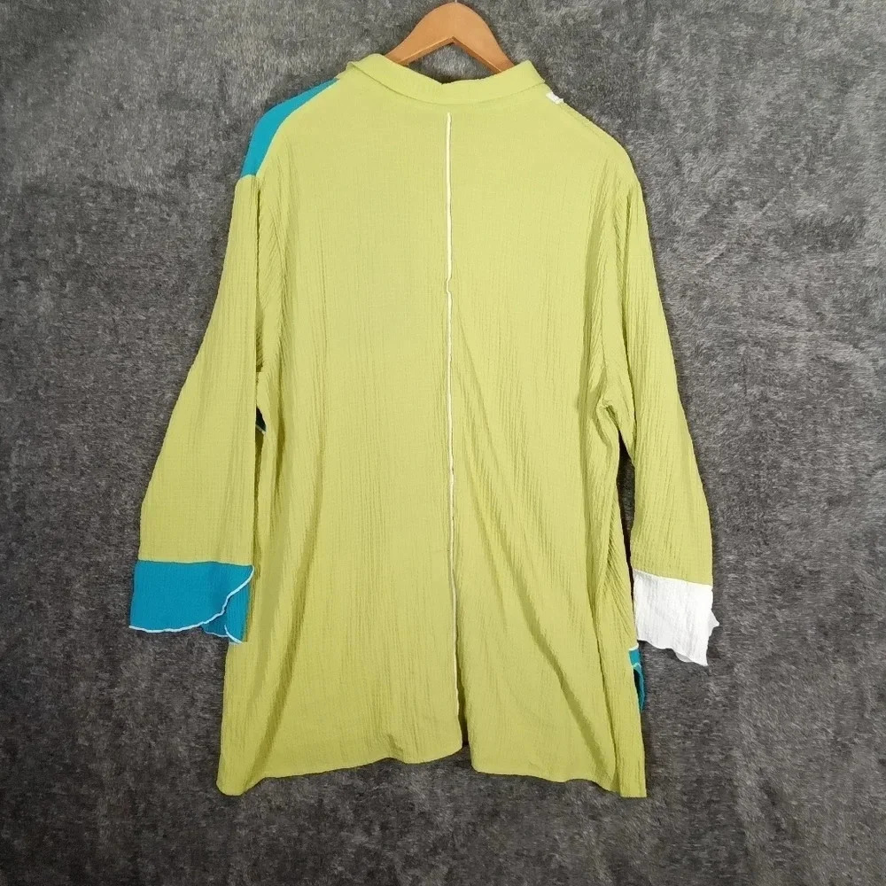 Ali miles women's multi color crinkle Tunic Lagenlook top size extra large - Picture 4 of 7